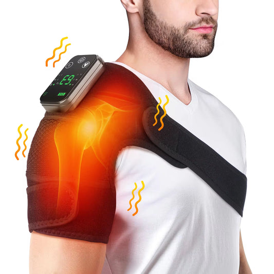 Electric Shoulder Massager Heating Vibration Massage Belt Hot Compress Knee Pads Shoulder Elbow Brace Rechargeable