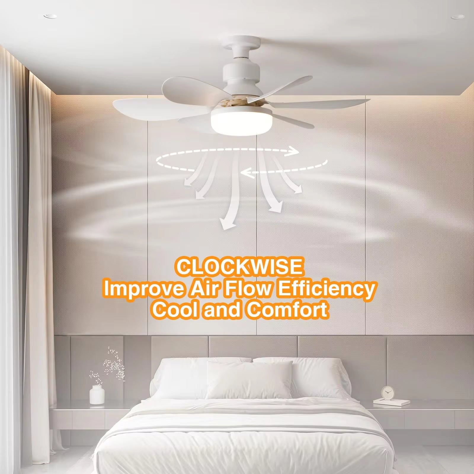 LED 30W Ceiling Fan Light E27 with Remote Control for Dimming, Suitable for Living Room, Study, Household Use, 85-265V